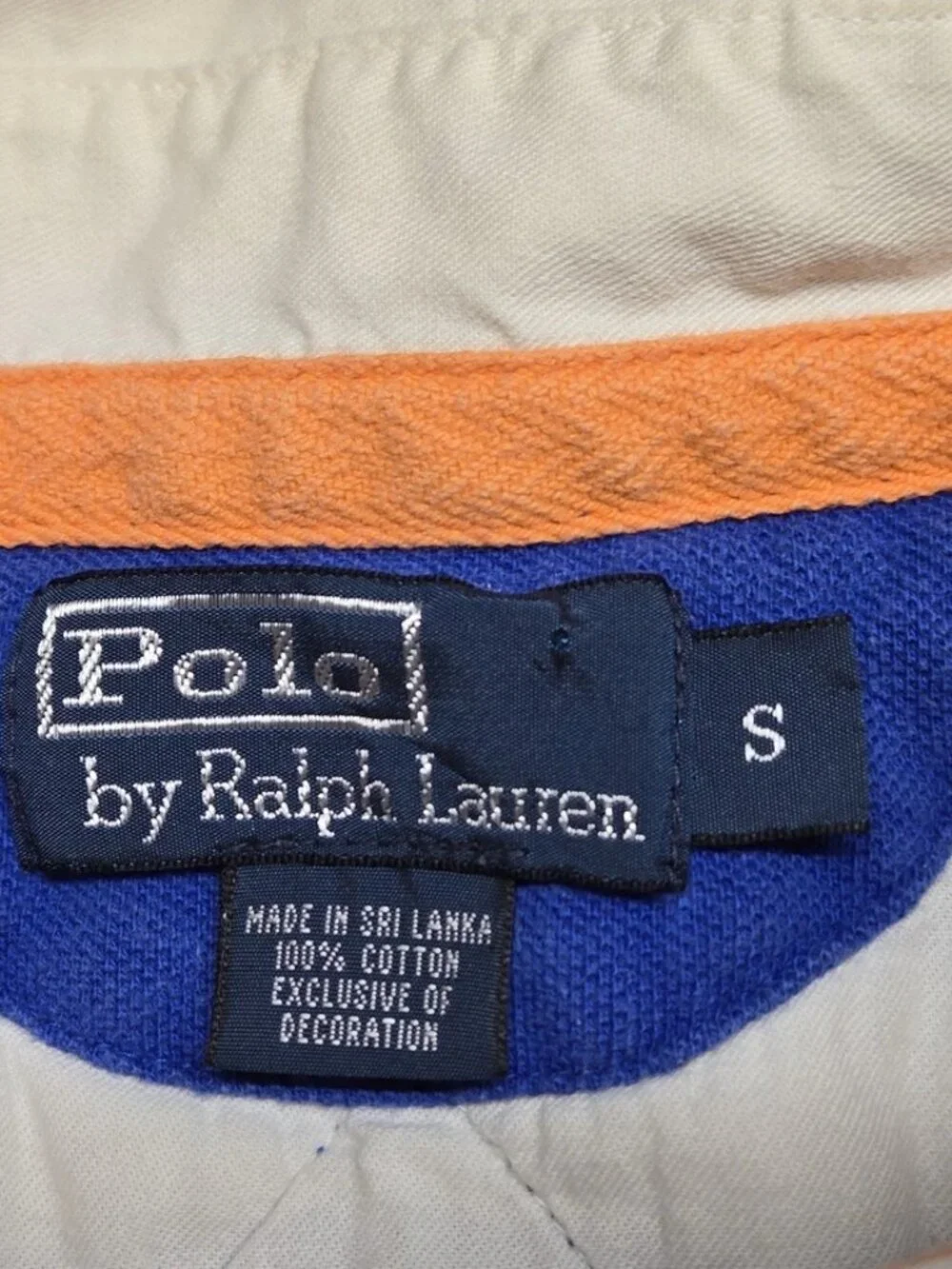 VTG Polo Ralph Lauren Rugby Polo Shirt S Blue White Stripe Short Sleeve